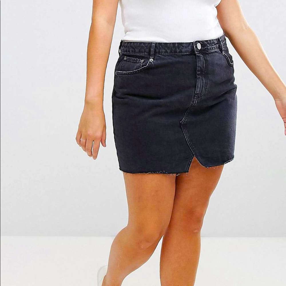 ASOS Curve Washed Black Denim Skirt